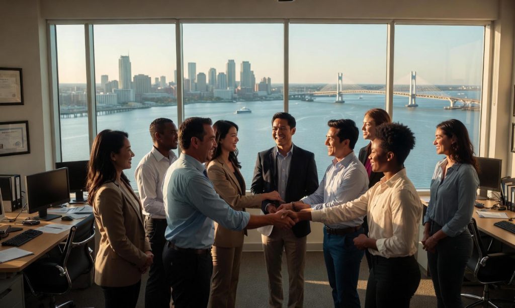 Dive Staffing in Baltimore office team celebrating